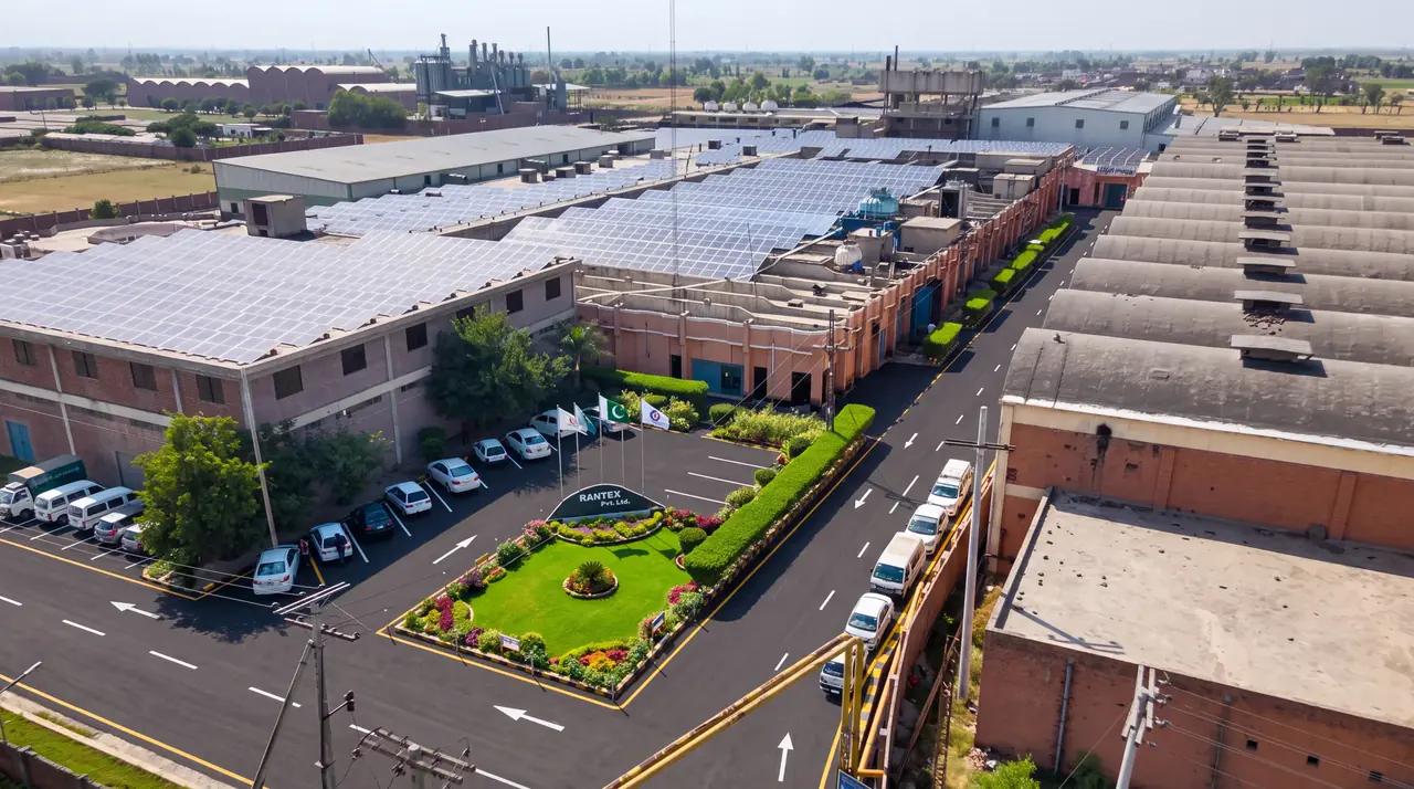 Aerial view of the Rantex mill compound in Faisalabad